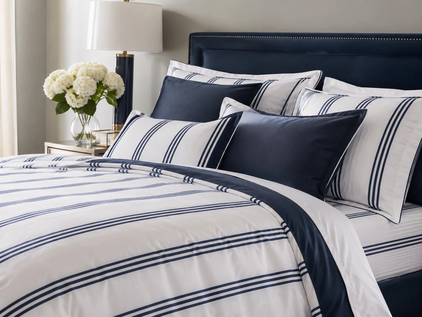Premium striped bedding, duvet covers and pillowcases