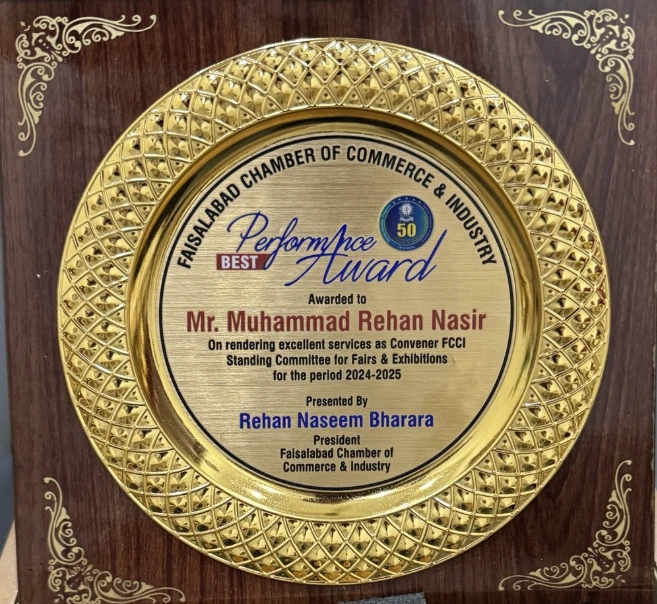 FCCI Best Performance Award presented to Muhammad Rehan Nasir
