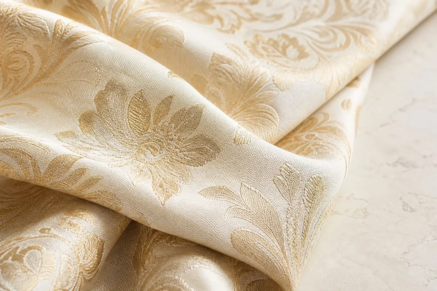 Premium cream and gold jacquard fabric